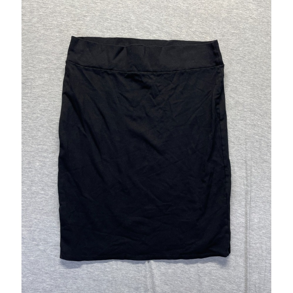 Double Take Straight & Pencil Skirt Womens Medium Black Stretch Elastic Waist